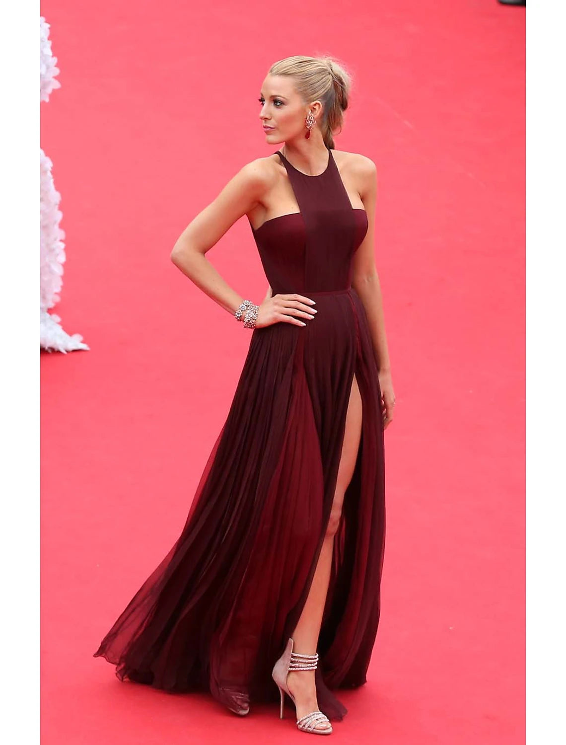 Blake Lively Burgundy Celebrity Prom Dress Cannes Film Festival 2014 Red Carpet Casual unclassified dresses