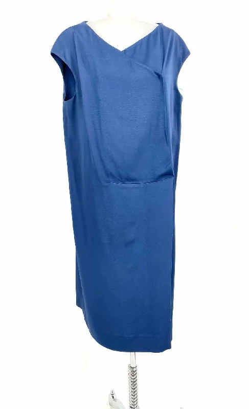 Cacharel Women's Blue Wrap Business Casual Size 12 Dress Cotton unclassified dresses