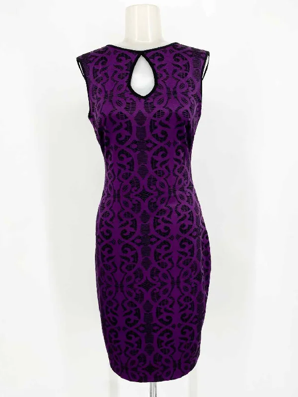 Cache Black/Purple sheath Abstract Size 2 Dress Sexy unclassified dresses