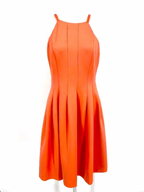 Calvin Klein Women's Orange Flowy Pleated Size 6 Dress Elegant evening unclassified dresses