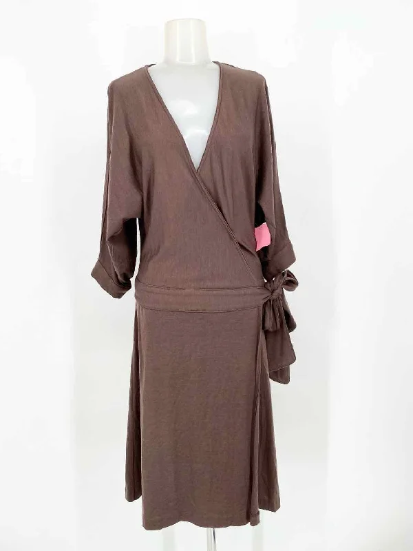 CALYPSO Women's Brown 3/4 Sleeve Jersey Wrap Size M Dress Anniversary unclassified dresses