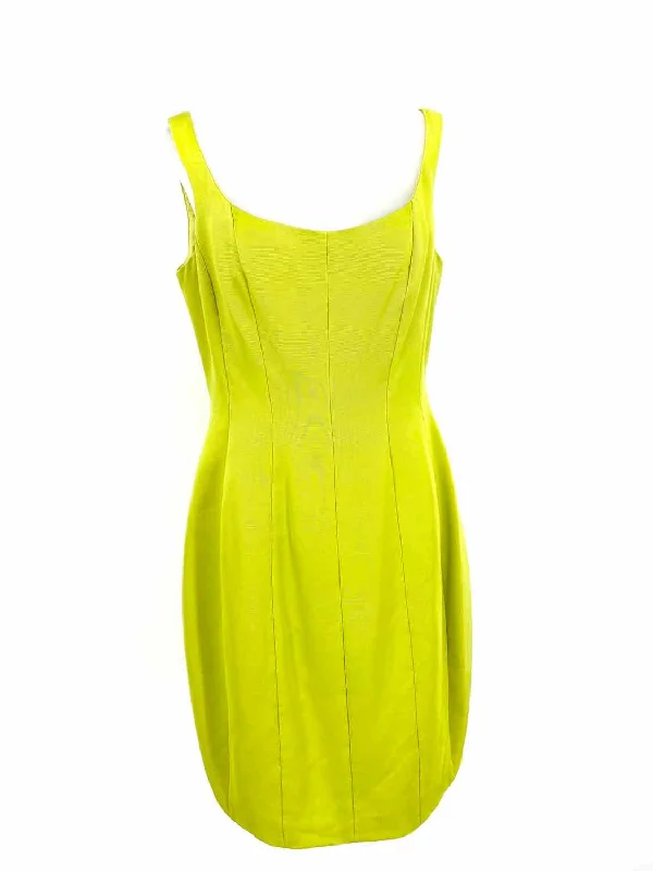 CARMEN MARC VALVO Women's Lime Green sheath Acetate Size 6 Dress Long sleeve unclassified dresses