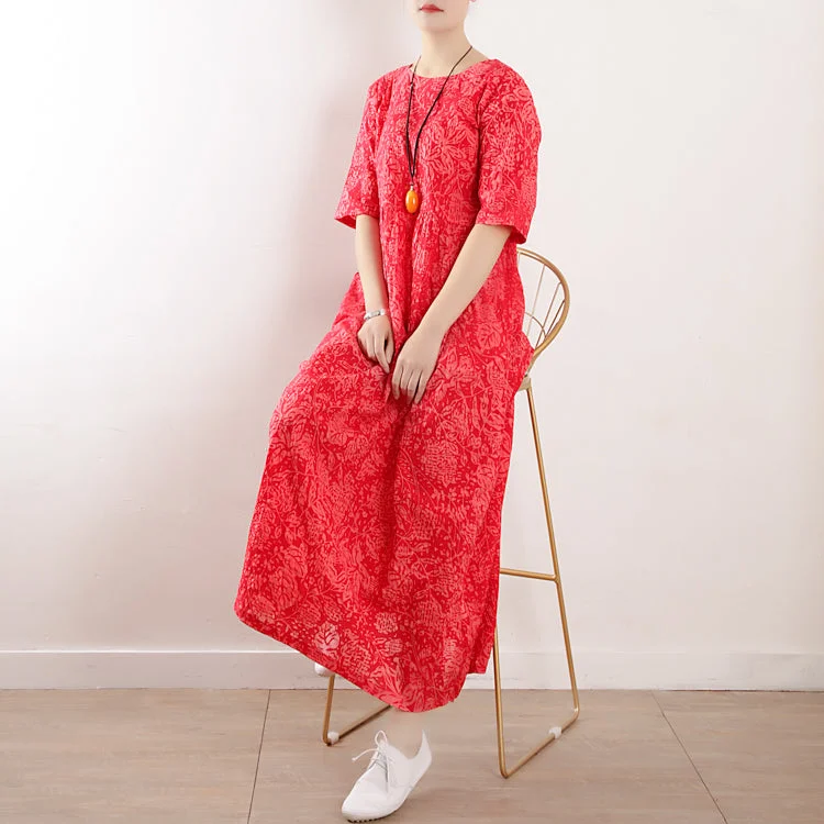 Red Floral casual summer Women Dresses long women dresses AMT962333 Corset floral dresses