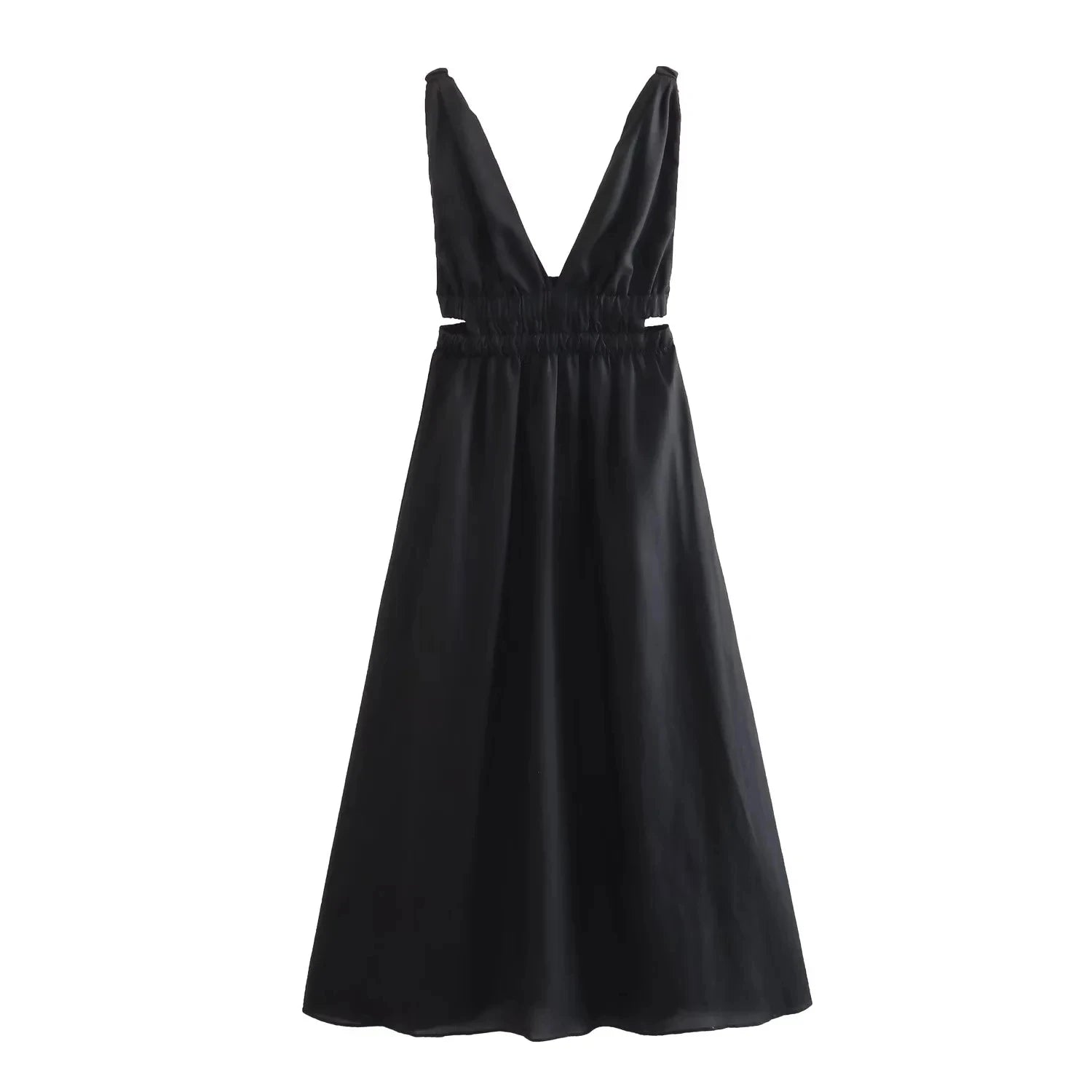 Chic Slim V-Neck Hollow Waist Dress Casual chic unclassified dresses