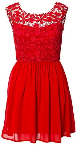 Crochet Babydoll Dress Red Tulle unclassified dresses