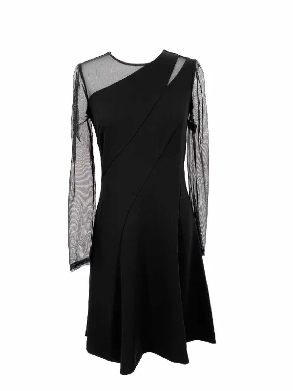 DKNY Women's Black A-Liine Polyester Blend Mesh Size 2 Dress Luxury unclassified dresses