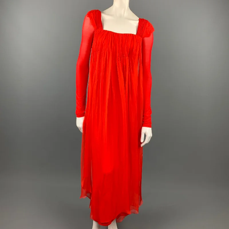 DONNA KARAN Size XS Red Cupro Blend Draped Evening Gown Stylish unclassified dresses