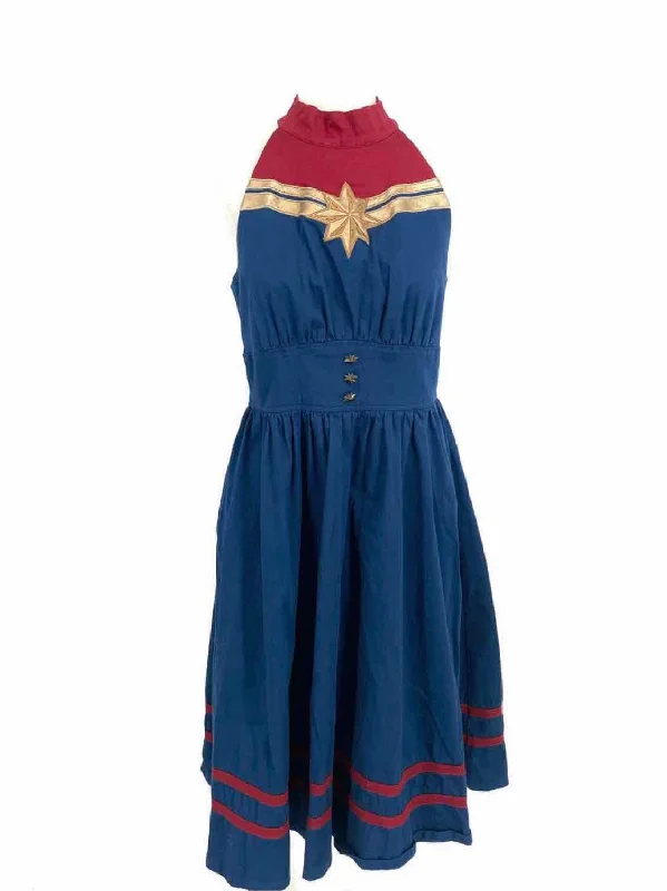 Dress Shop Disney Her Universe Captain Marvel Blue Sleeveless Size M Dress Sequin unclassified dresses