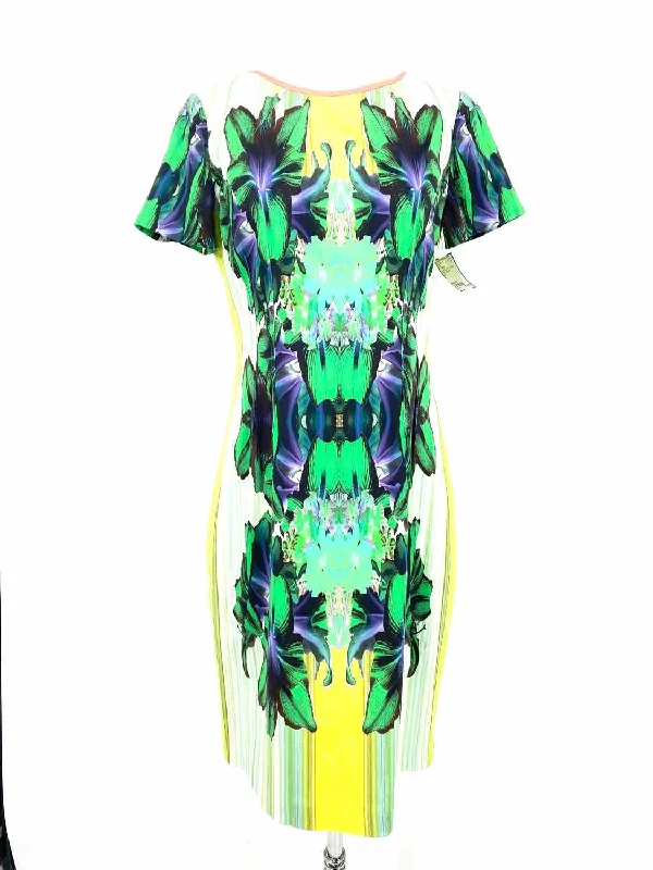 Elie Tahari Women's Green sheath Cotton Abstract Size 10 Dress Travel unclassified dresses