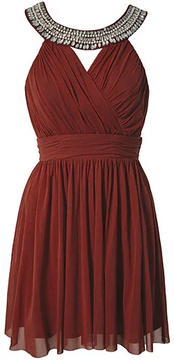 Trim Cross Front Dress Red Casual chic unclassified dresses