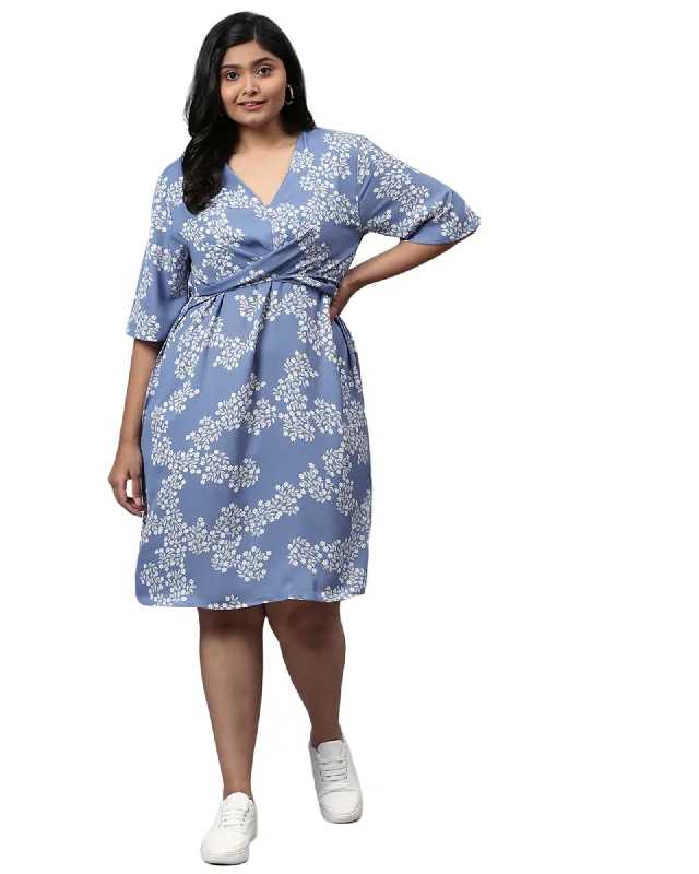 Floral Design Stylish Casual Dress- Dusty Blue | Dusty Blue Fashion Nova floral dresses