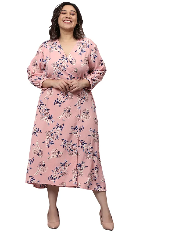 Floral Design Stylish Casual Dress- Pink | Pink Wedding floral dresses