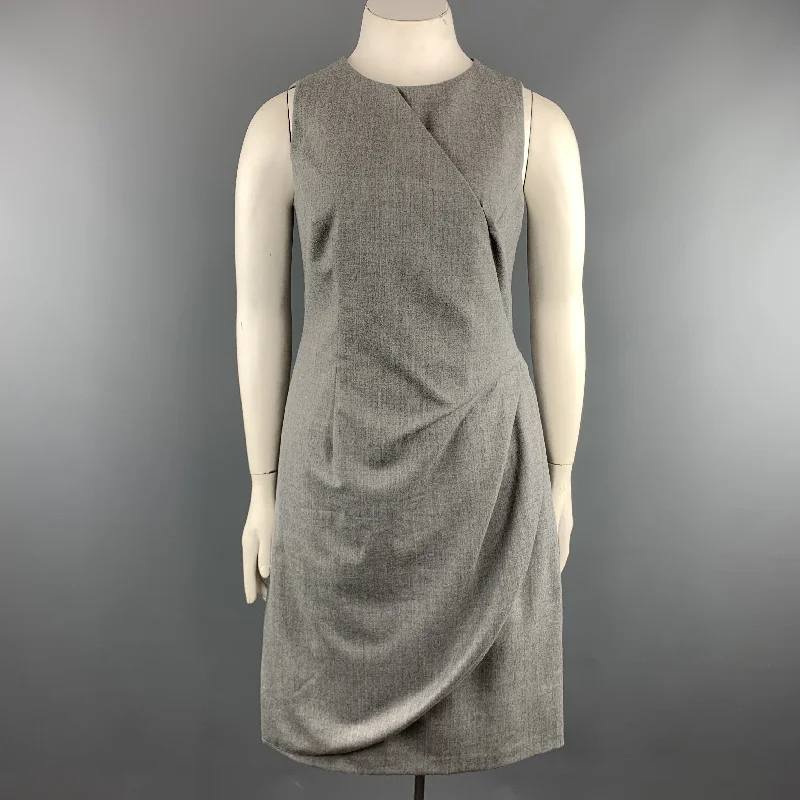 GIORGIO ARMANI Size 10 Heather Grey Virgin Wool Blend Sleeveless Drape Dress Winter unclassified dresses