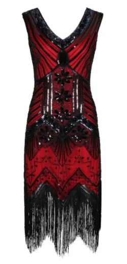 Gloria 1920s Flapper Dress Red Winter unclassified dresses