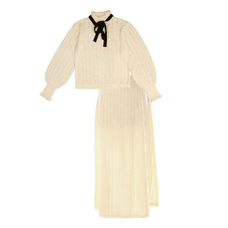 HEV Cream Frill Detail Knit Set Holiday unclassified dresses