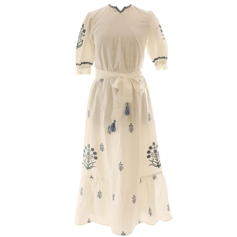 HEV White Embroidered Flower Dress Winter unclassified dresses