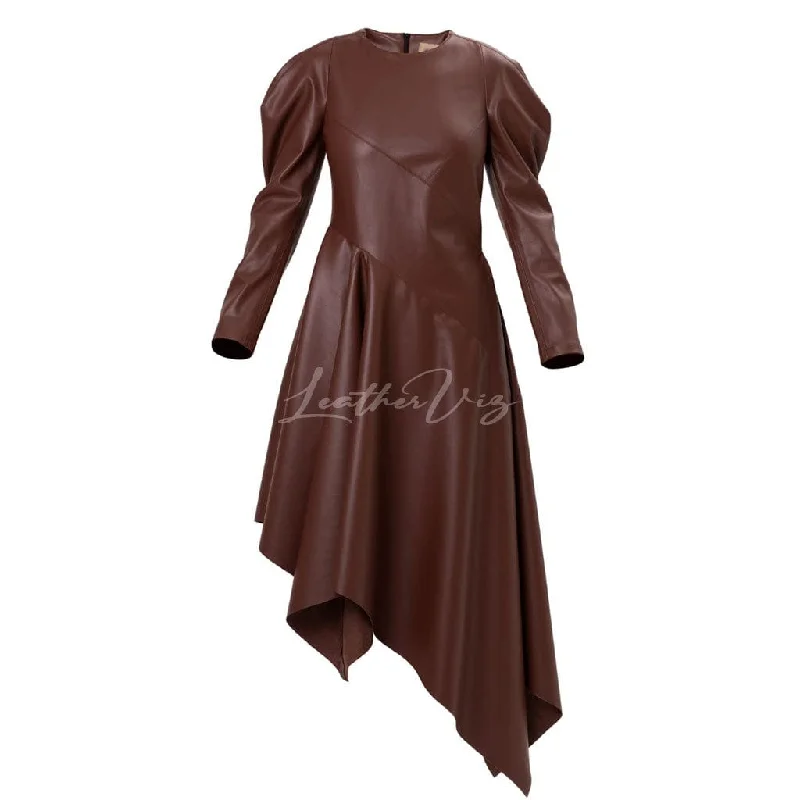 HIGH -LOW HALLOWEEN STYLE LEATHER DRESS FOR WOMEN Unique unclassified dresses