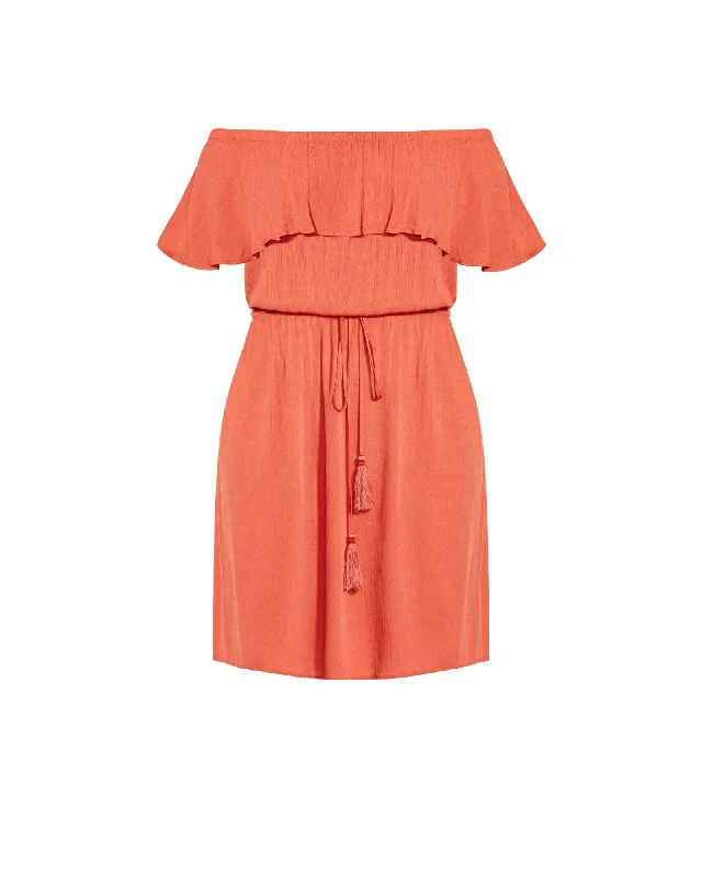 Imani Sun Kissed Dress | Orange Off-shoulder unclassified dresses