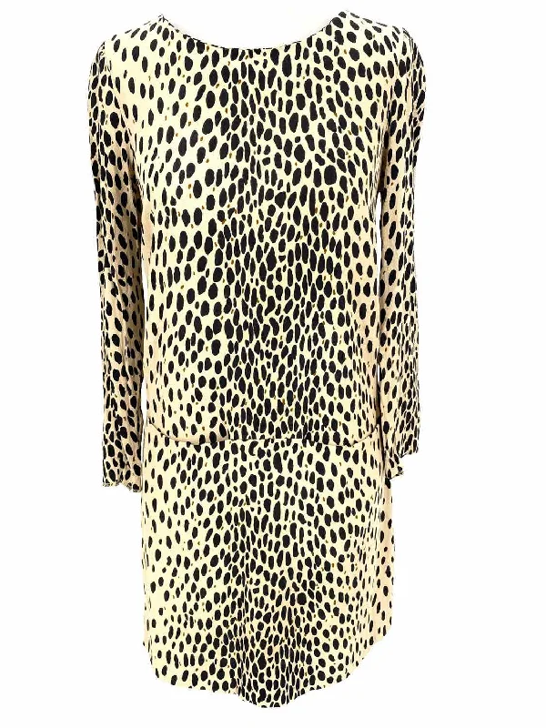 J Crew Women's Beige/Black Scoop Neck Dots Size 0 Dress Cotton unclassified dresses