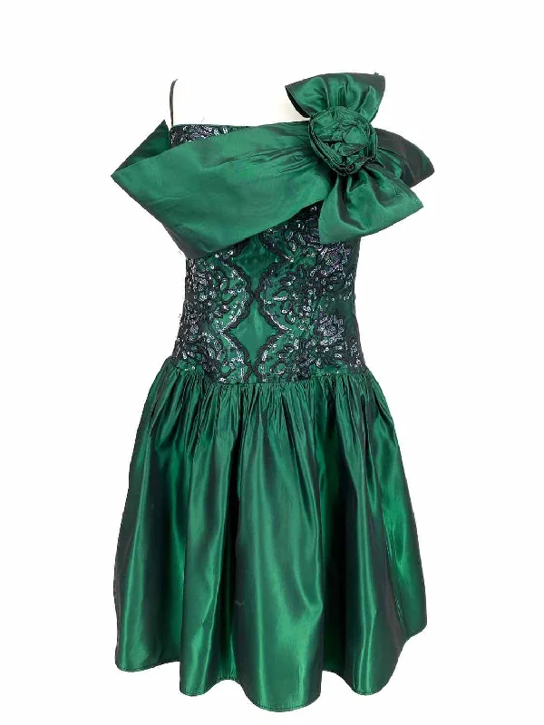 Jessica McClintock Women's Green Sleeveless Acetate Embroidered Size 9/10 Dress Fashionable unclassified dresses