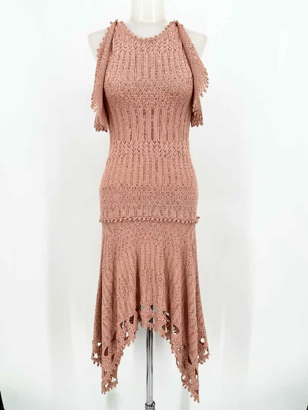 JONATHAN SIMKHAI Pink Knit Hankerchief Size XS Dress Off-shoulder unclassified dresses