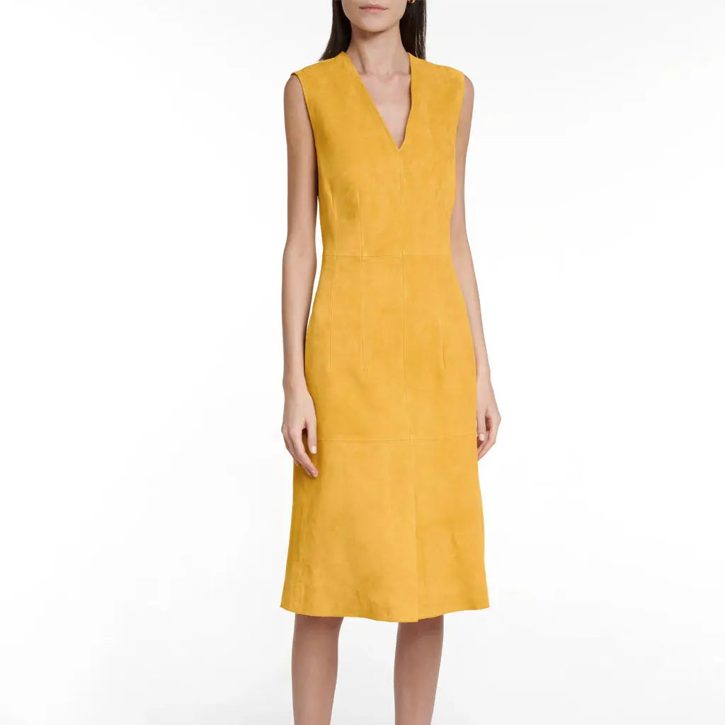 Just For Mom Yellow Suede Leather Dress Pastel unclassified dresses