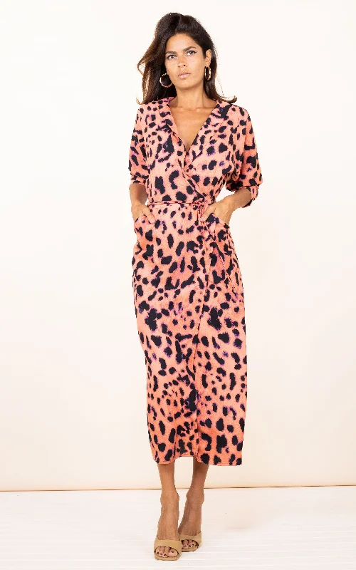 Kassidy Dress in Plorange Leopard Women's unclassified dresses