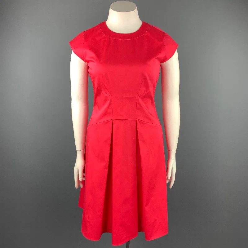 KATE SPADE Size 12 Coral Pleated Cotton Sheath Dress Cocktail unclassified dresses