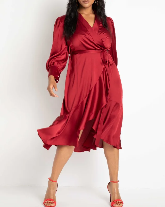 Layan Satin Wrap Dress | Biking Red Spring unclassified dresses