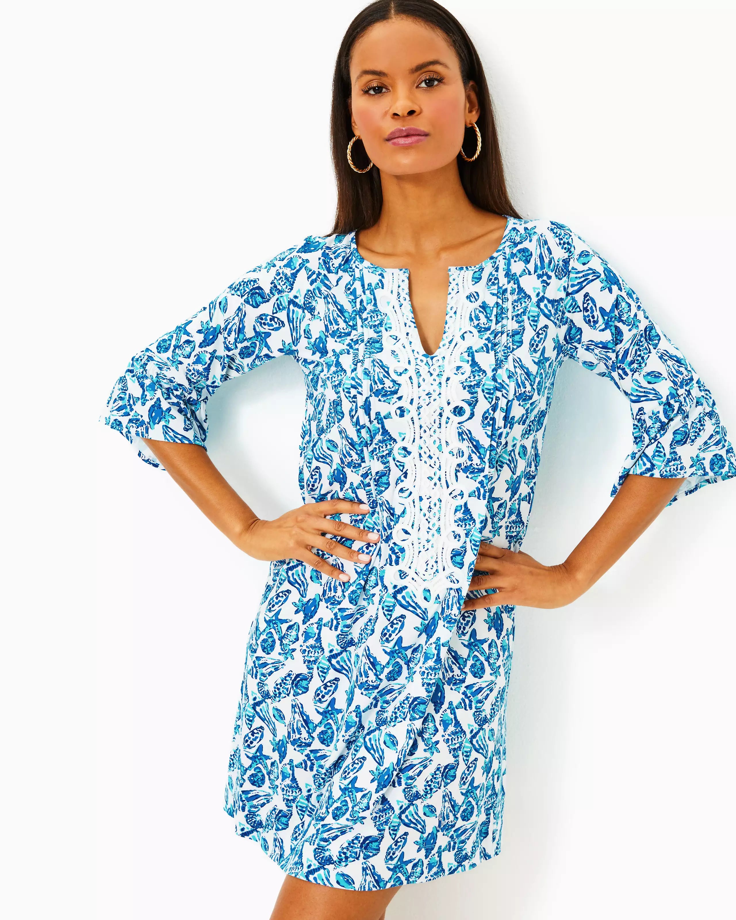 Krysta 3/4 Sleeve Dress (Shell Collector) Flowy unclassified dresses