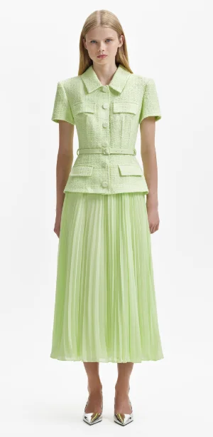 Lime Boucle Chiffon Dress Pastel unclassified dresses