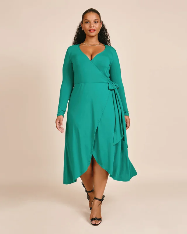 Luna Wrap Dress | Green Satin unclassified dresses