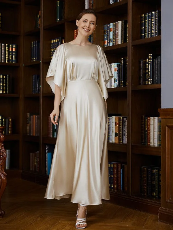 Mother of the Bride Dresses A-Line/Princess Silk like Satin 1/2 Sleeves Ankle Length Chic unclassified dresses