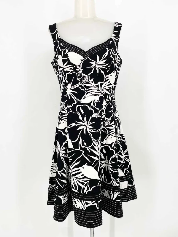 Nine West Women's black/white V-Neck Tropical Date Night Size 4 Dress Fashionable unclassified dresses