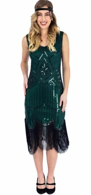 Norma 1920s Flapper Dress Green Knitted unclassified dresses