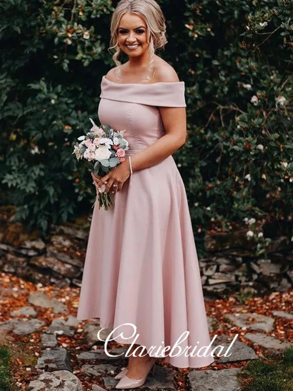 Off Shoulder Pink Hi-low Lovely Bridesmaid Dresses A-line unclassified dresses