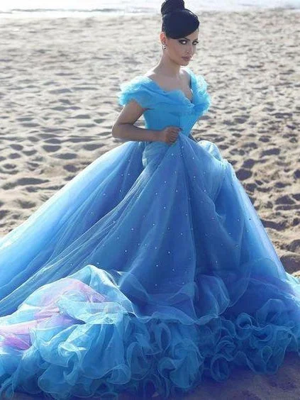 Off Shoulder Royal Blue Beaded Prom Dresses, Cinderella Prom Gown, 2021 Prom Dresses, Popular Prom Dresses Cotton unclassified dresses