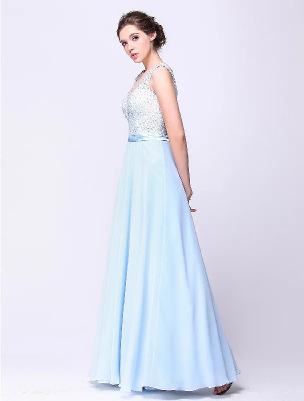 Open Back Dress Holiday Floor Length Sleeveless Chiffon Beading Appliques Discounted unclassified dresses