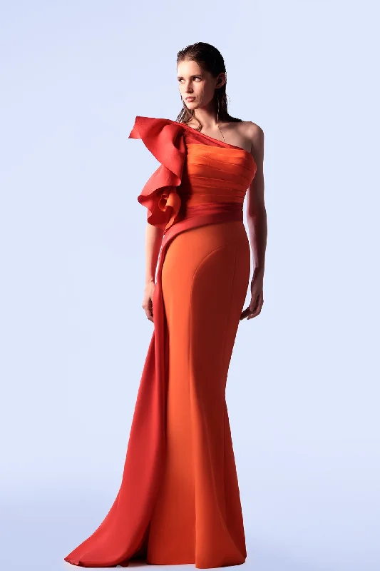 Orange and red draped mermaid dress Beach unclassified dresses