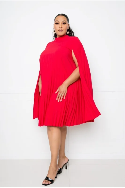 Pleated Cape Dress Color block unclassified dresses