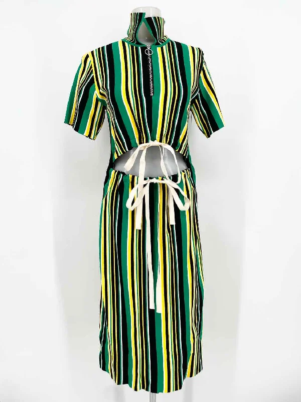 Proenza Schouler Women's Green Stripe Size S Dress Street style unclassified dresses