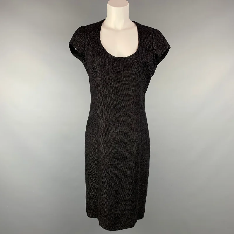 RALPH LAUREN Collection Size 10 Black Woven Linen / Cotton Dress Smocked unclassified dresses