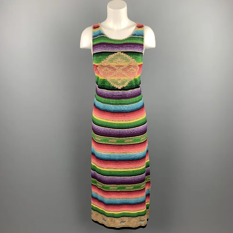 RALPH LAUREN Size M Multi-Color Knitted Silk Blend Sleeveless Dress Chiffon unclassified dresses