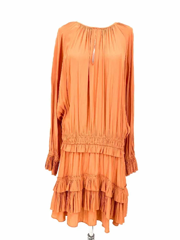 RAMY BROOK Women's Orange Drop Waist Ruffled Size M Dress Tiered unclassified dresses