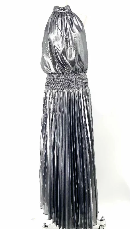 RAMY BROOK Women's Silver Halter Pleated Date Night Size 2 Dress Anniversary unclassified dresses