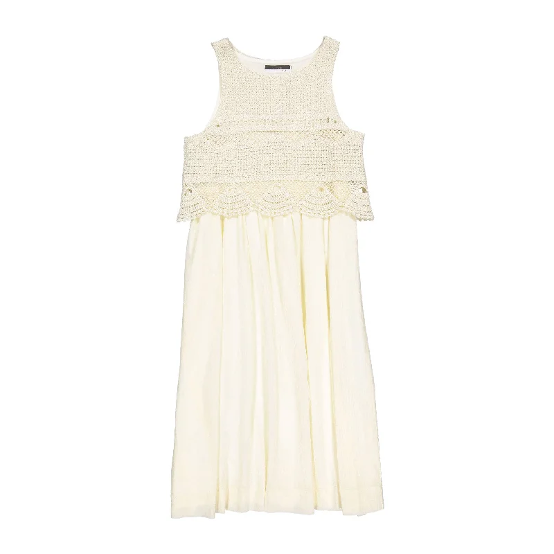 ROWE Cream Crochet Overlay Linen Dress Casual chic unclassified dresses