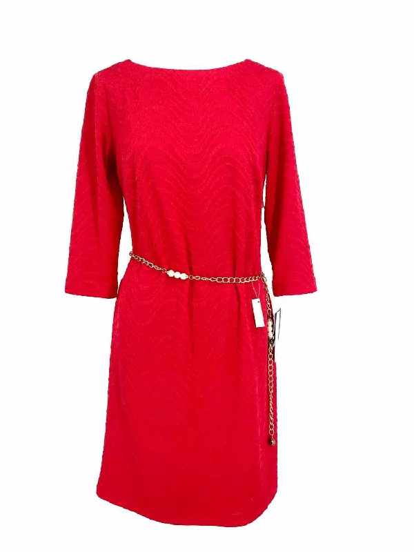 SANDRA DARREN Women's Red sheath Belted Size 6 Dress Fall unclassified dresses