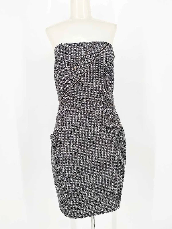 Single by Galina Sobolev Women's Gray Strapless Geometric Size 8 Dress Petite unclassified dresses