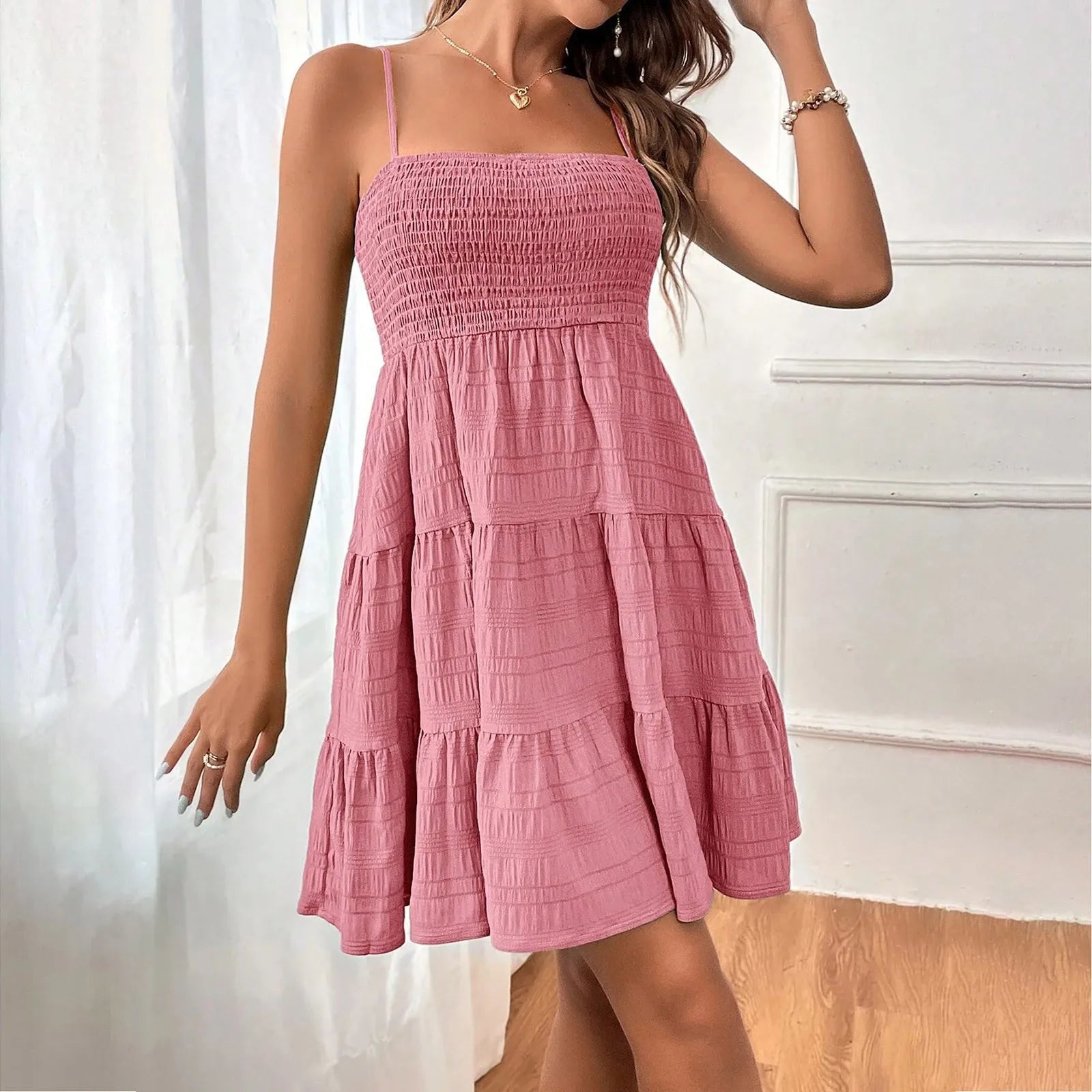 Sleeveless Backless Beach Sundress with Ruffles for Women Preppy unclassified dresses