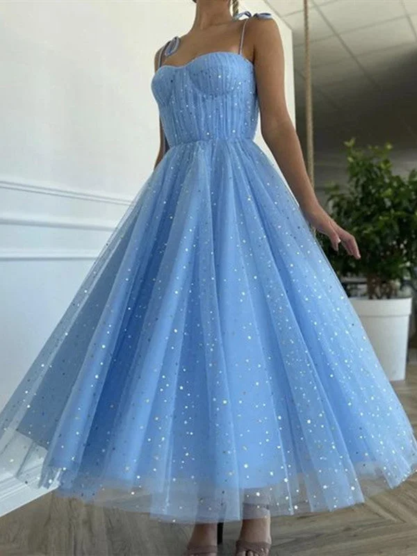 Spagehetti Straps Shiny Prom Dresses, Glitter Stars Prom Dresses, Elegant A line Prom Dresses Petite unclassified dresses